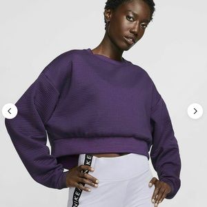 Nike Sportswear Womens Fleece Cropped Sweatshirt City Ready Small Purple